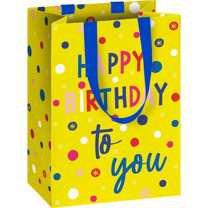 Giftwrap UK Yellow 'Happy birthday to you' Bright Mini Gift Bag