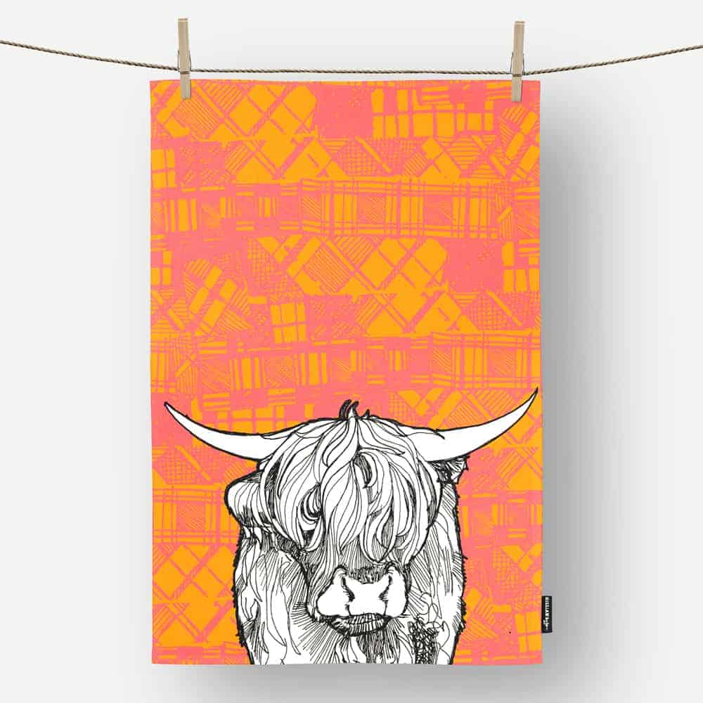 Gillian Kyle Tartan Cow Tea Towel