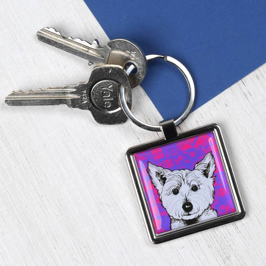 Gillian Kyle Tartan Westie Metal Keyring