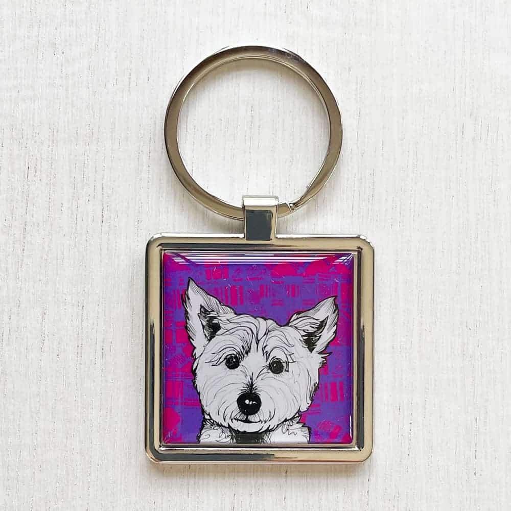 Gillian Kyle Tartan Westie Metal Keyring