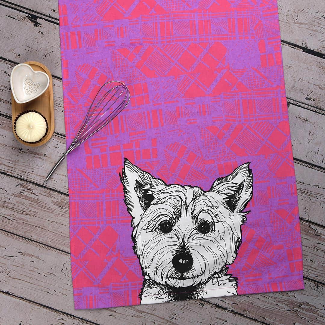 Gillian Kyle Tartan Westie Tea Towel