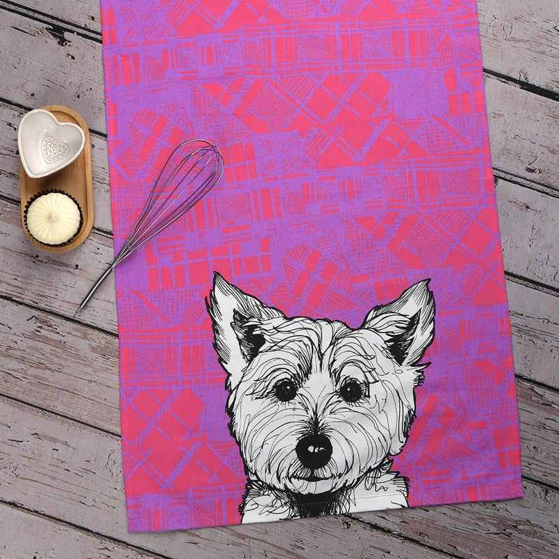 Gillian Kyle Tartan Westie Tea Towel