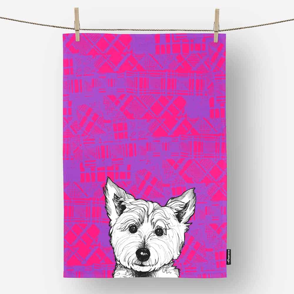 Gillian Kyle Tartan Westie Tea Towel