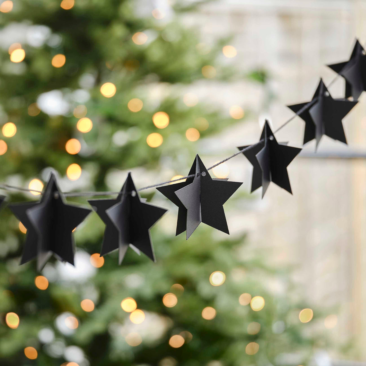 Ginger Ray Black 3D Star Christmas Bunting