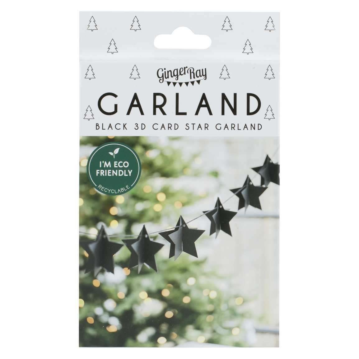 Ginger Ray Black 3D Star Christmas Bunting