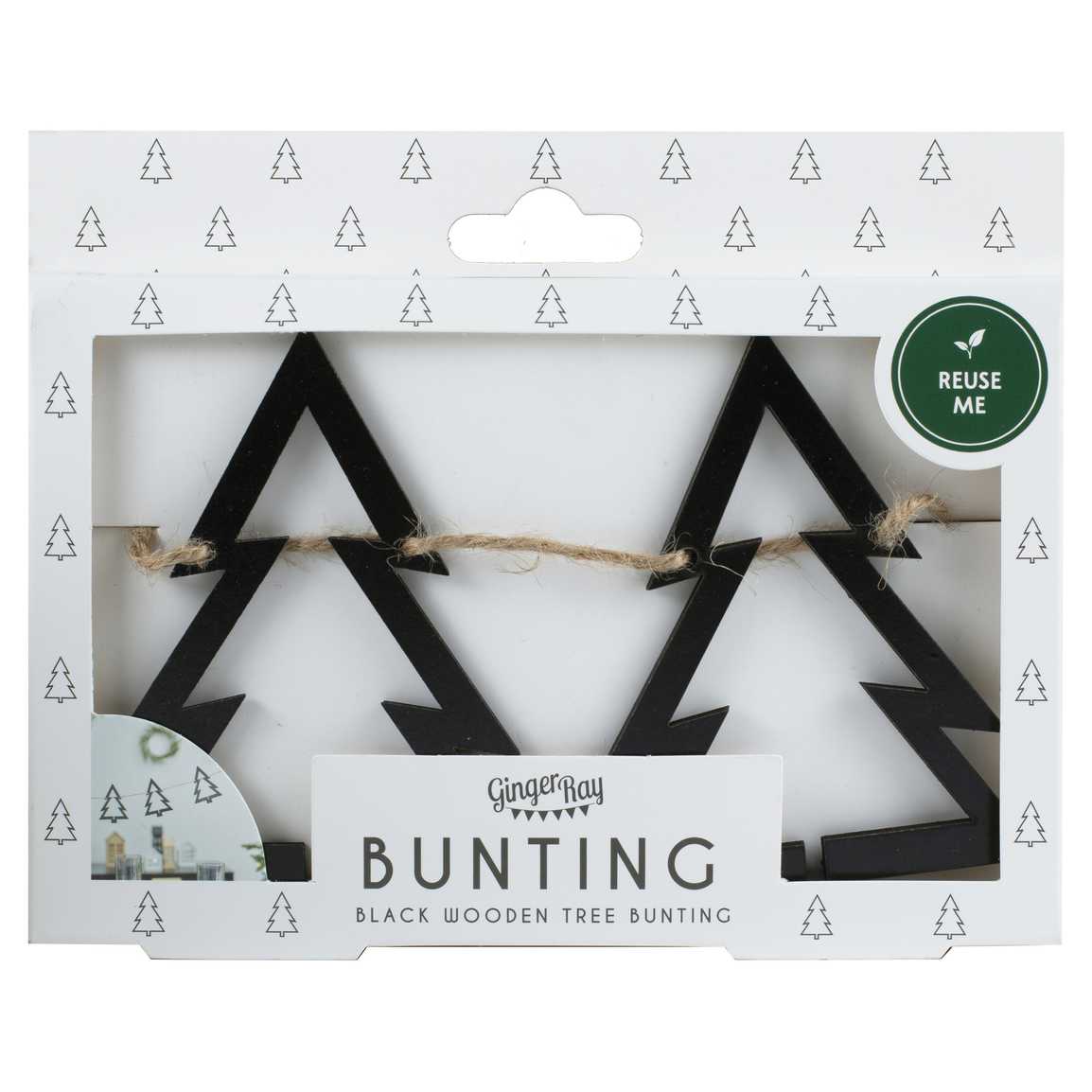 Ginger Ray Black Wooden Tree Christmas Bunting