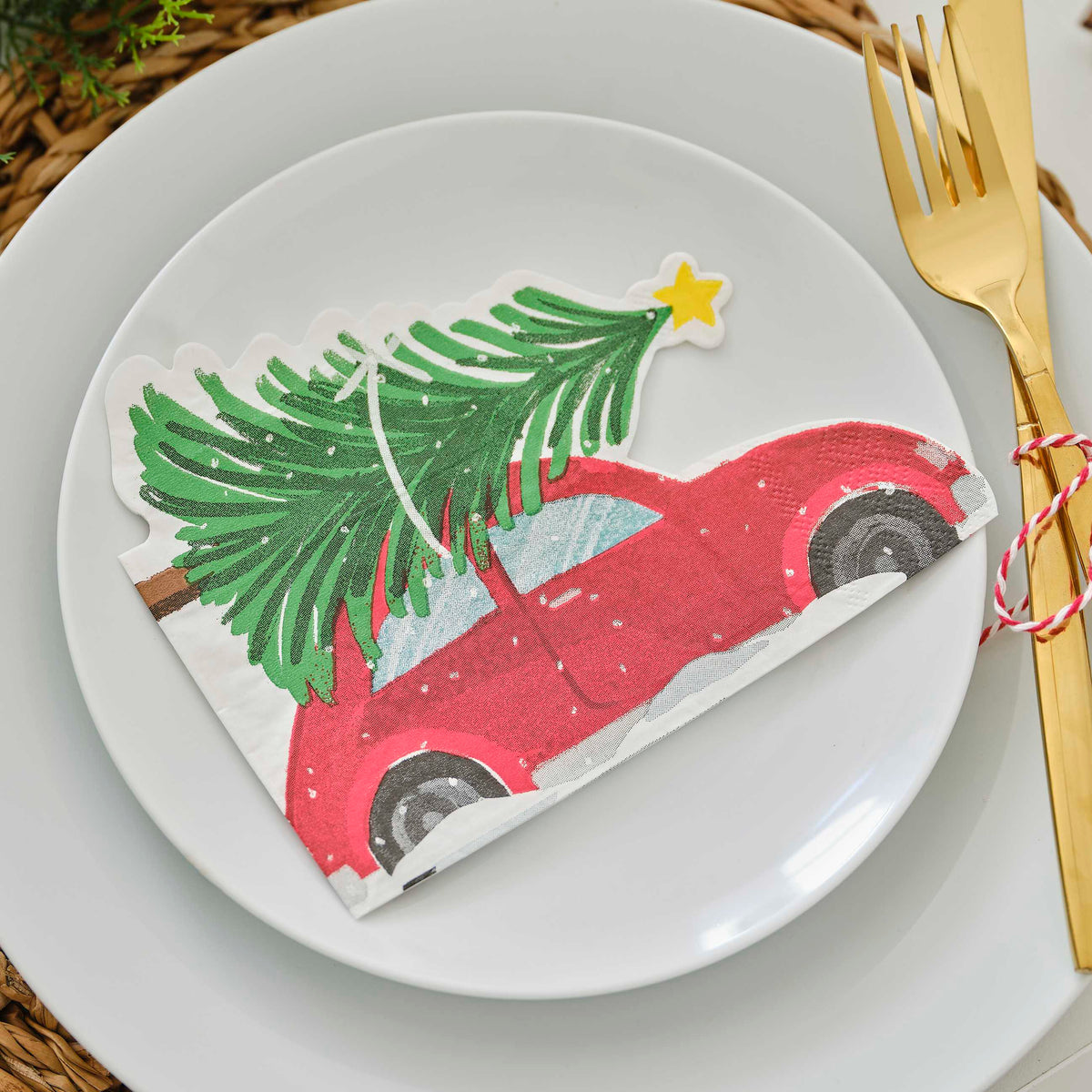 Ginger Ray Festive Car Paper Christmas Napkins