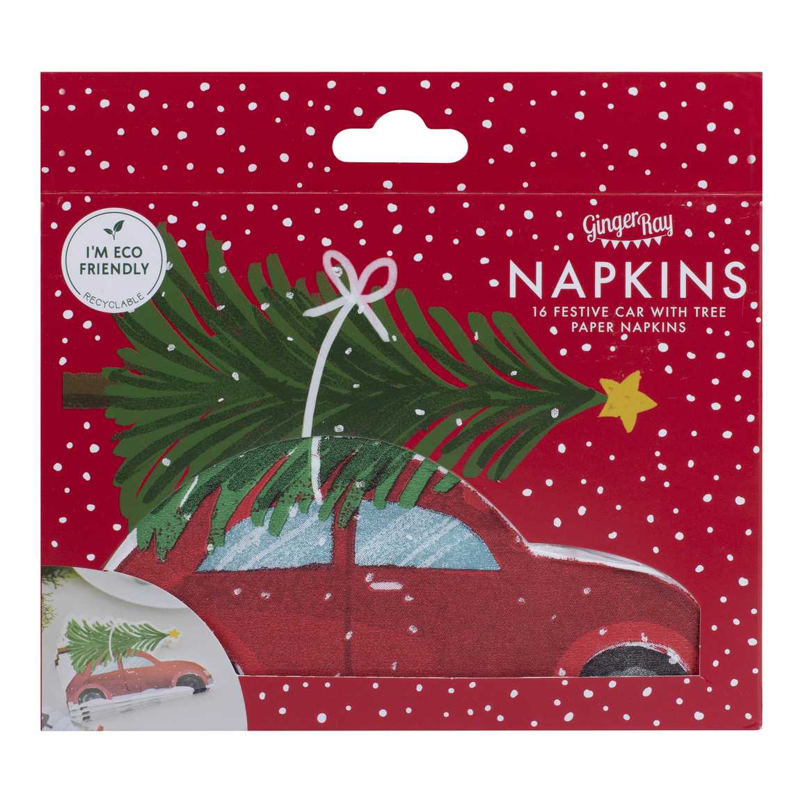 Ginger Ray Festive Car Paper Christmas Napkins