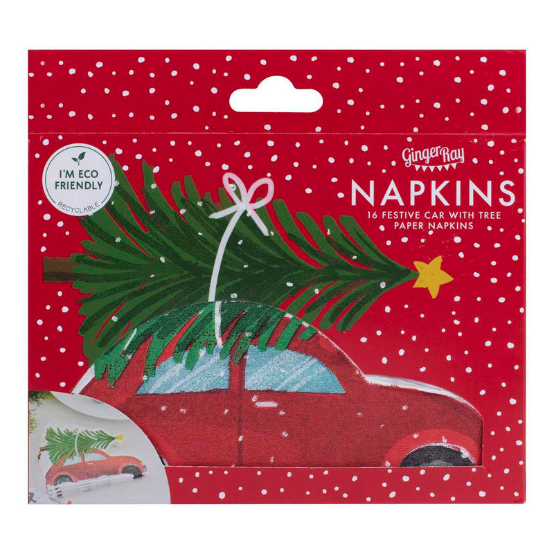 Ginger Ray Festive Car Paper Christmas Napkins