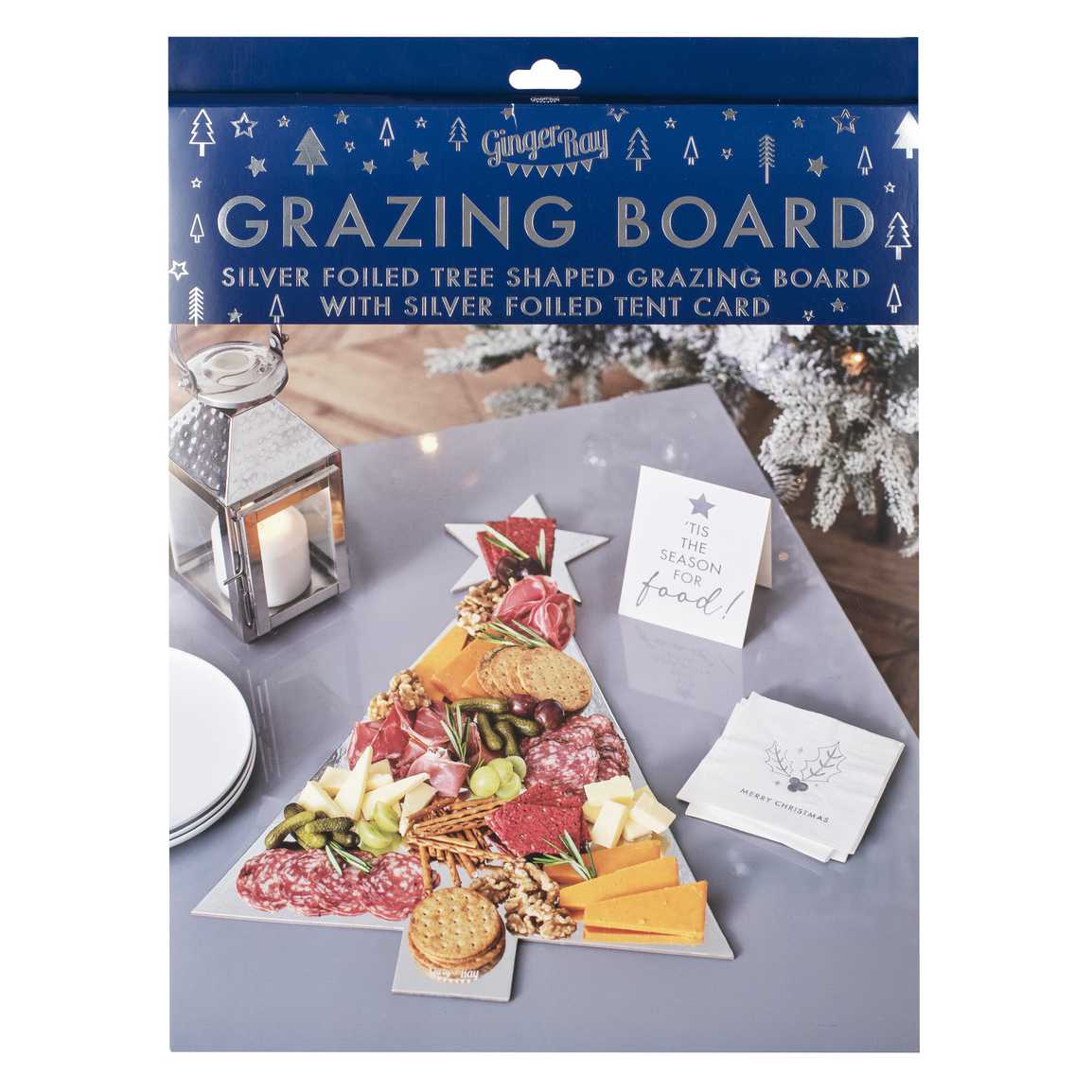 Ginger Ray Silver Tree Shaped Christmas Grazing Board