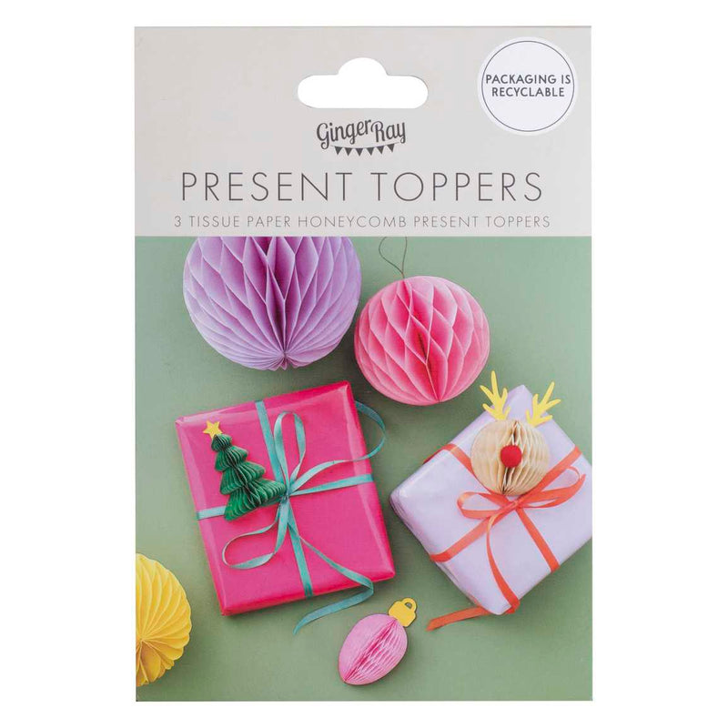 Ginger Ray Tissue Paper Honeycomb Christmas Present Toppers