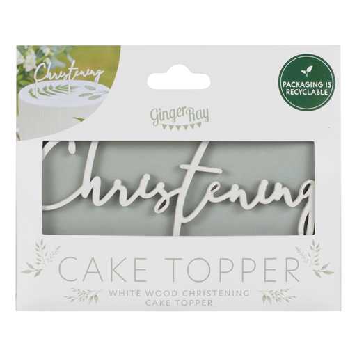 Ginger Ray White Wooden Christening Cake Topper
