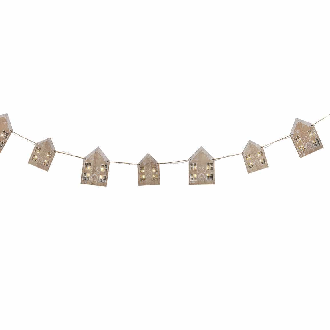 Ginger Ray Wooden Gingerbread House Christmas Bunting with Light Up Windows