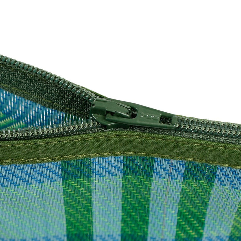 Green Pioneer Recycled Woven Pom Pom Pouch - Ocean