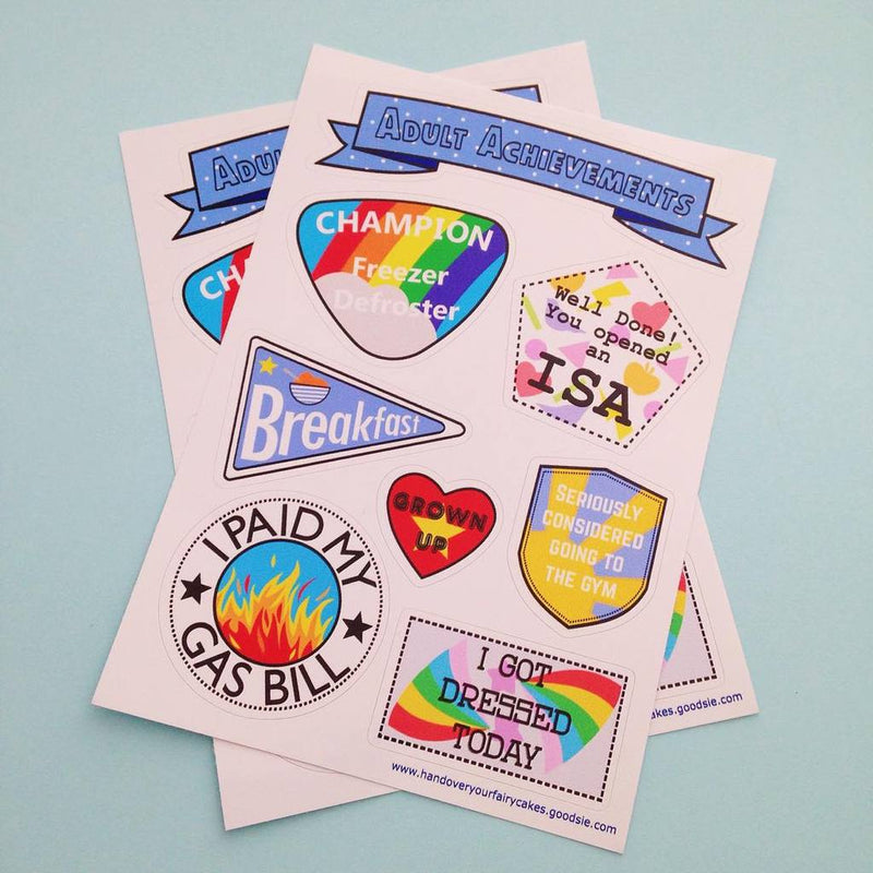 Hand Over Your Fairy Cakes Adult Achievement Sticker Sheet