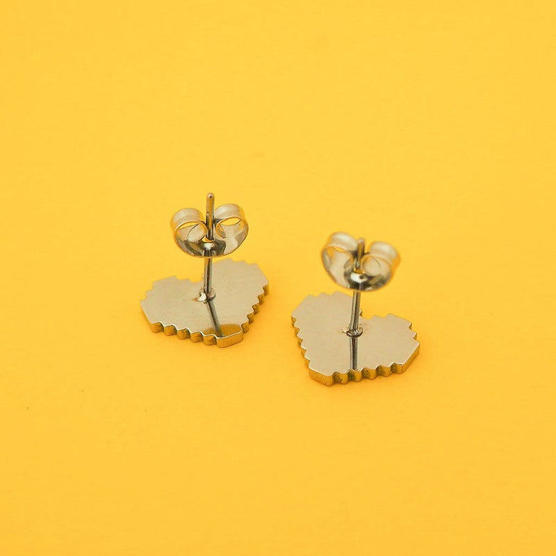 Hand Over Your Fairy Cakes Pixel Heart Stud Earrings