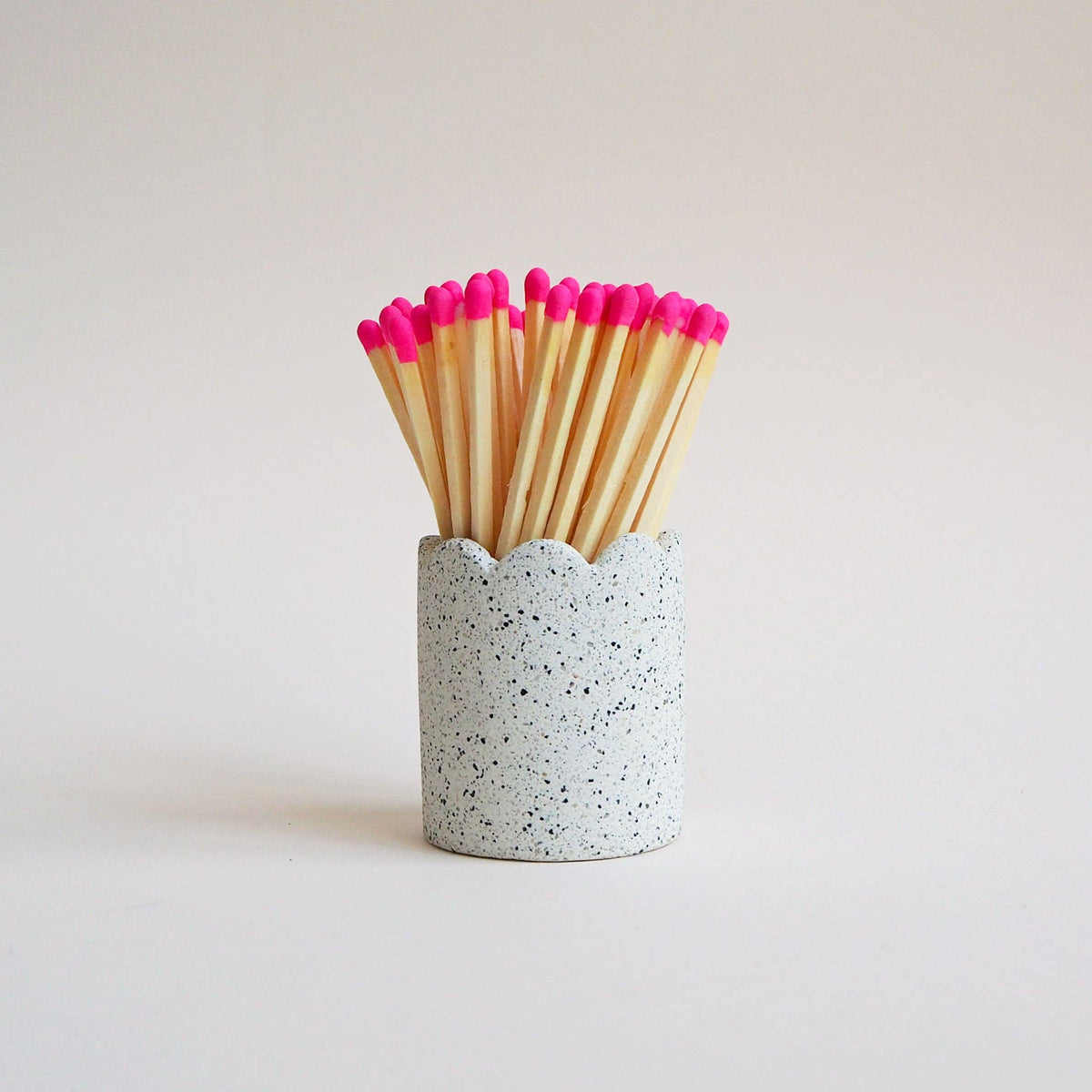 Hello Marilu Scalloped Match Stick Holders: Blue / Hot Pink