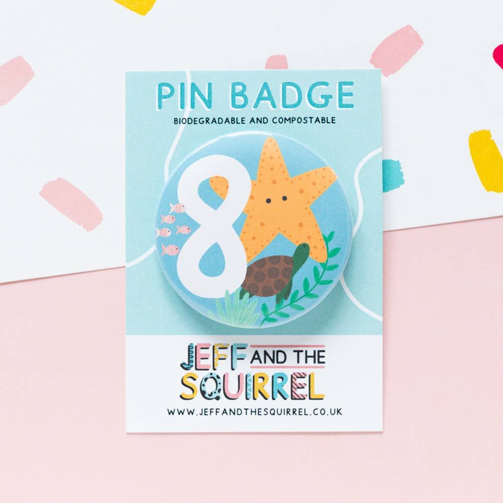 Jeff and the Squirrel Children's 8th Birthday Biodegradable Badge | Ocean