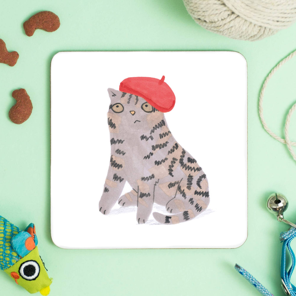 Jo Clark Design Cat In Beret Coaster