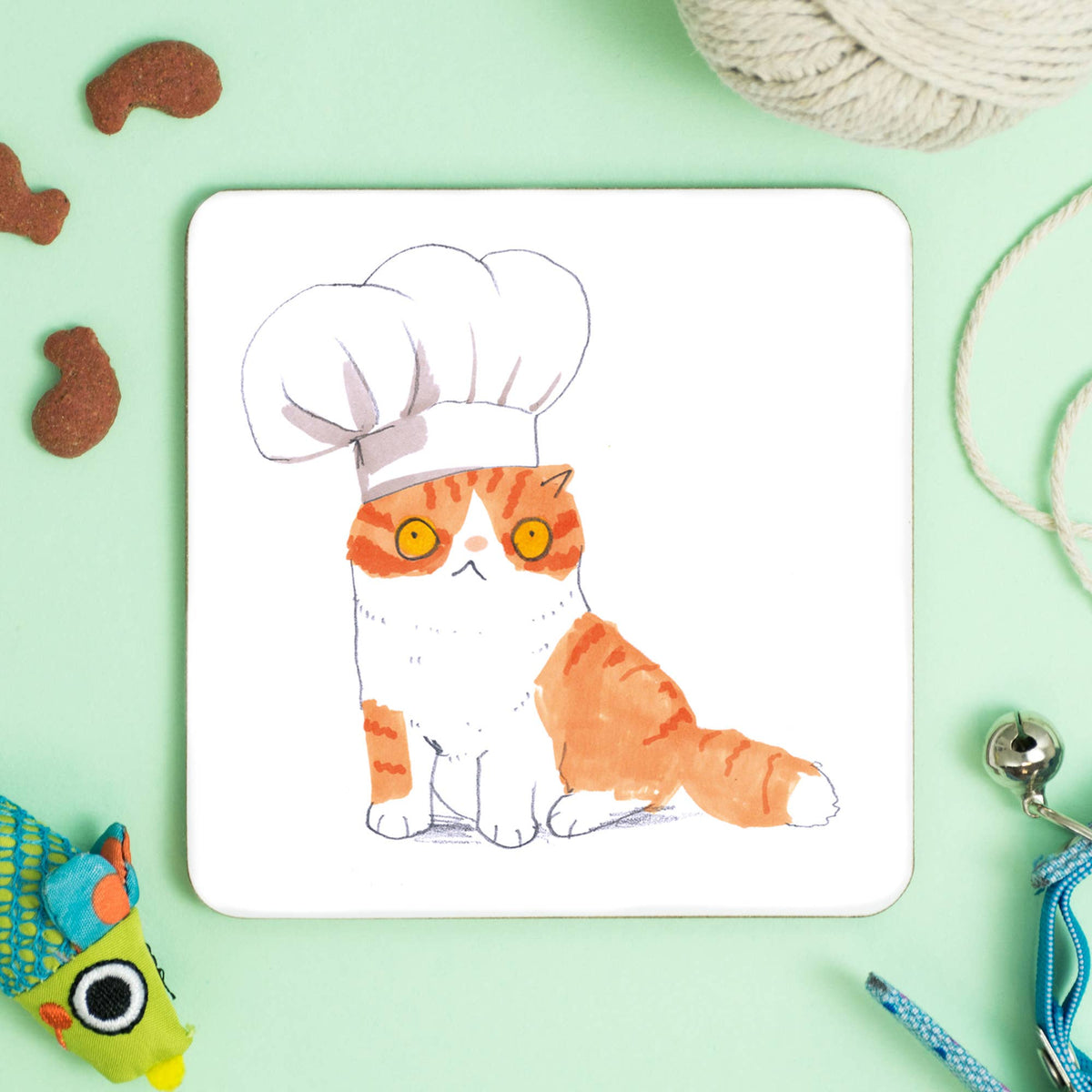 Jo Clark Design Cat In Chef Hat Coaster