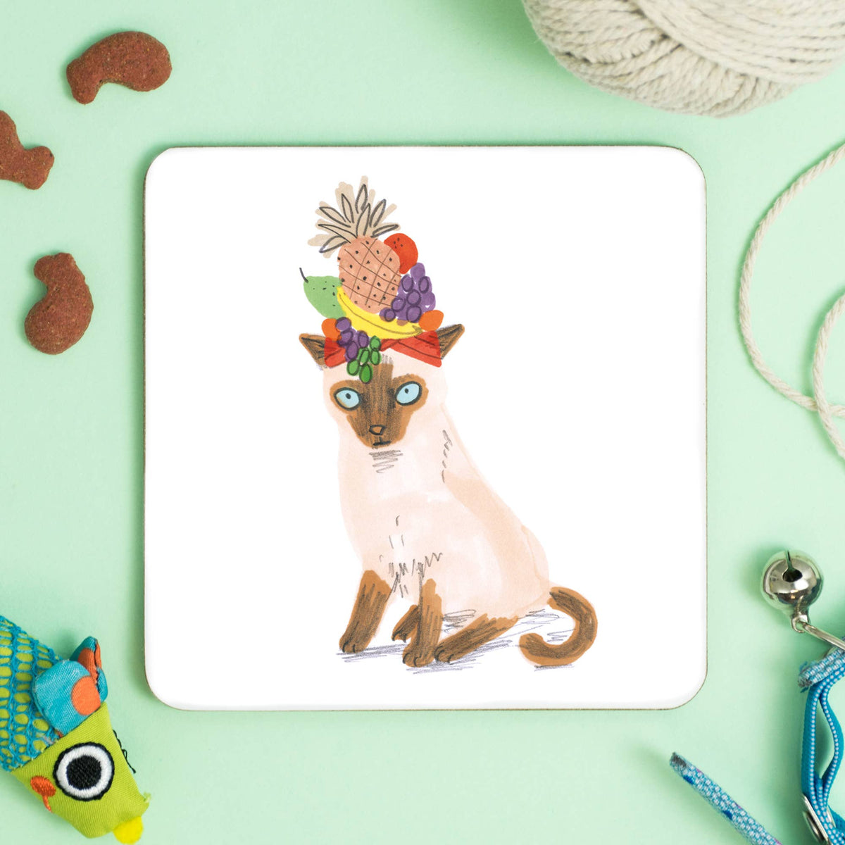 Jo Clark Design Cat In Fruity Hat Coaster