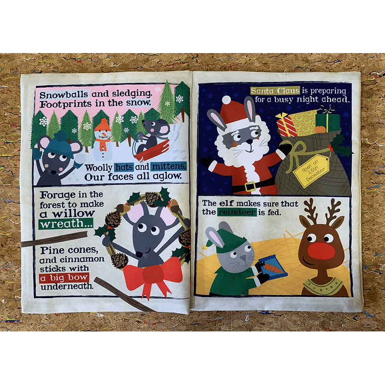 Jo & Nic's Crinkly Cloth Books Nursery Times Crinkly Newspaper - Christmas Mice