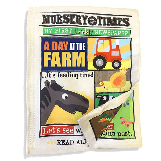 Jo & Nic's Crinkly Cloth Books Nursery Times Crinkly Newspaper - Farm Animals