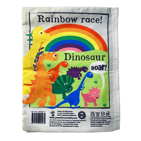 Jo & Nic's Crinkly Cloth Books Nursery Times Crinkly Newspaper - Rainbow Dinosaurs