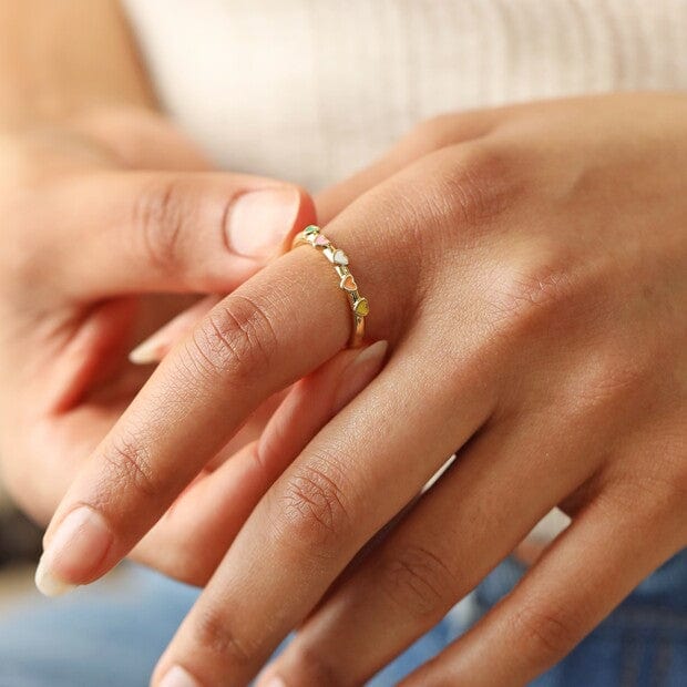 Lisa Angel Adjustable Enamel Heart Ring in Gold