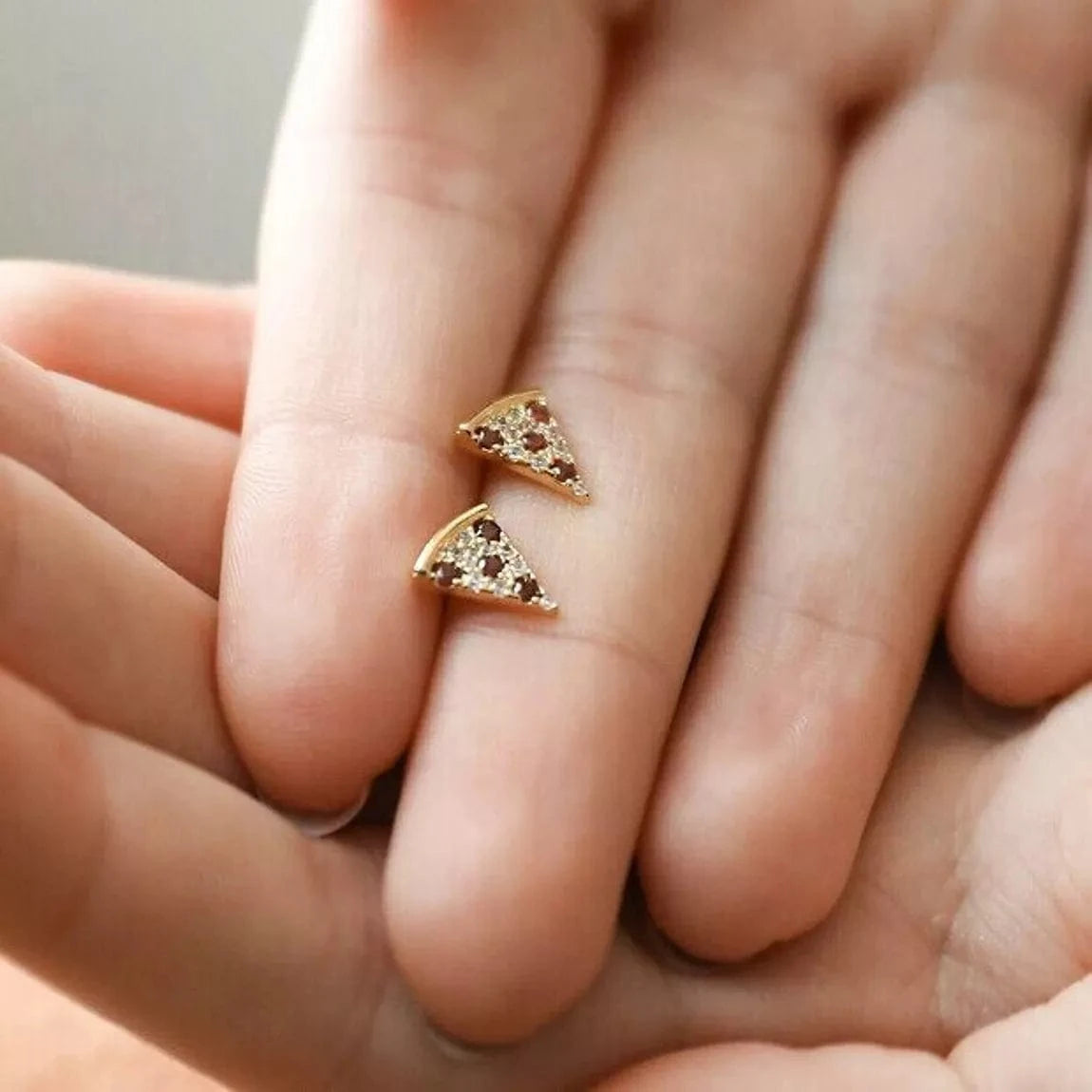 Lisa Angel Crystal Pizza Stud Earrings