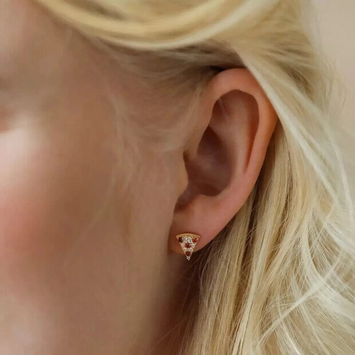 Lisa Angel Crystal Pizza Stud Earrings