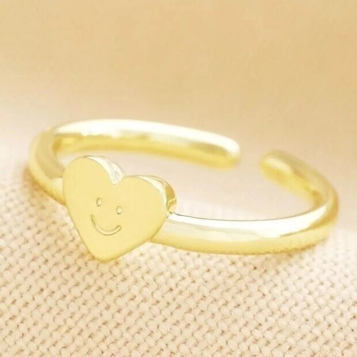 Lisa Angel Gold Smiling Heart Face Adjustable Ring