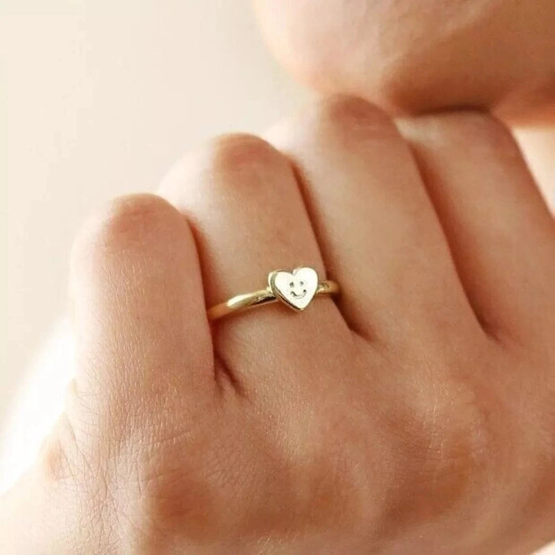 Lisa Angel Gold Smiling Heart Face Adjustable Ring