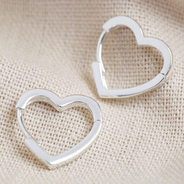 Lisa Angel Silver Heart Hoop Earrings