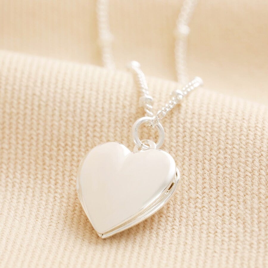 Lisa Angel Silver Heart Locket Necklace