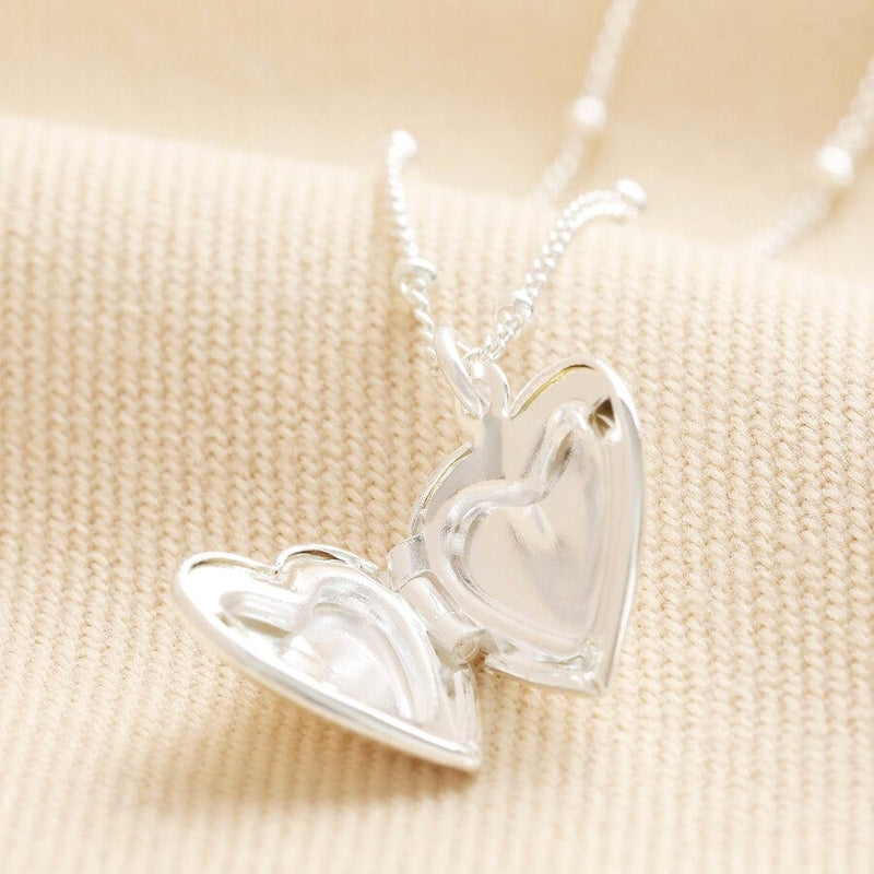 Lisa Angel Silver Heart Locket Necklace