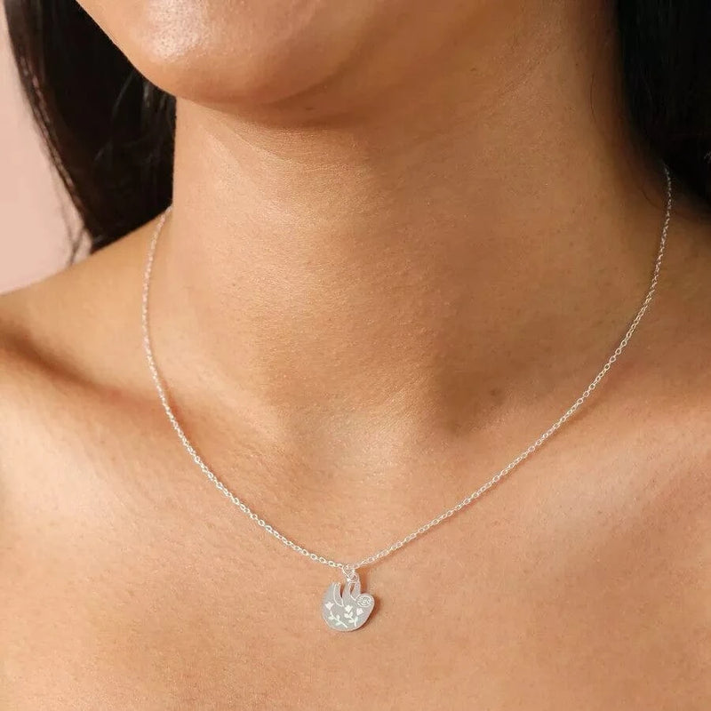 Lisa Angel Silver Sloth Pendant Necklace