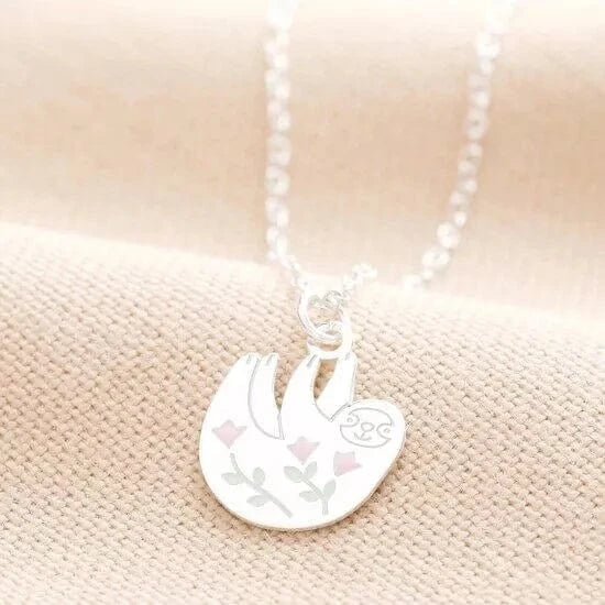 Lisa Angel Silver Sloth Pendant Necklace