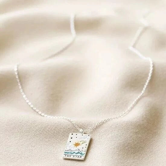 Lisa Angel The Star Tarot Card Necklace in Silver