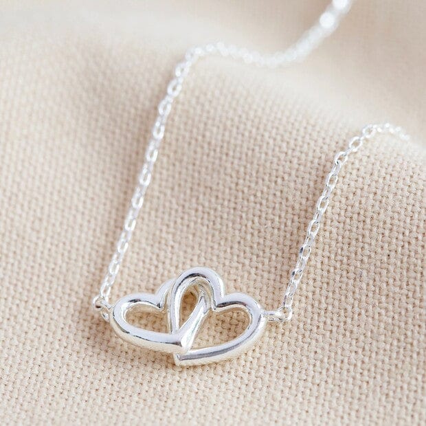 Lisa Angel Tiny Interlocking Hearts Necklace in Silver