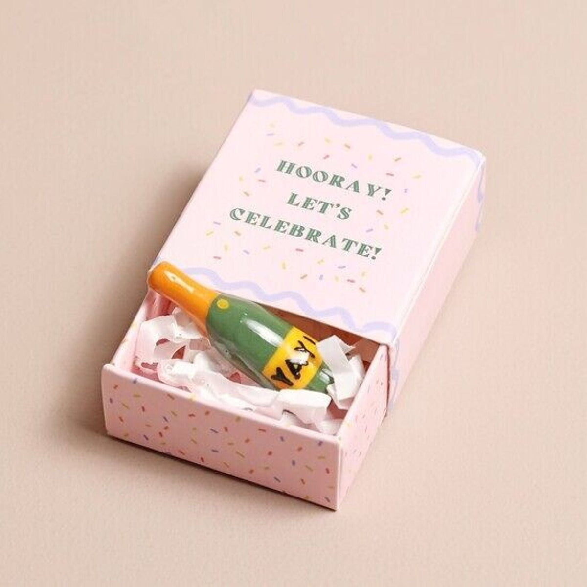 Lisa Angel Tiny Matchbox Ceramic Champagne Token