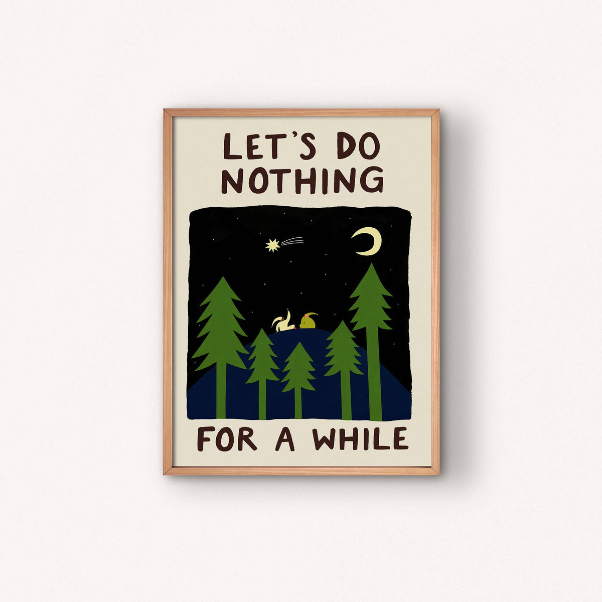 Little Black Cat Illustrated Goods Let's Do Nothing For A While Print