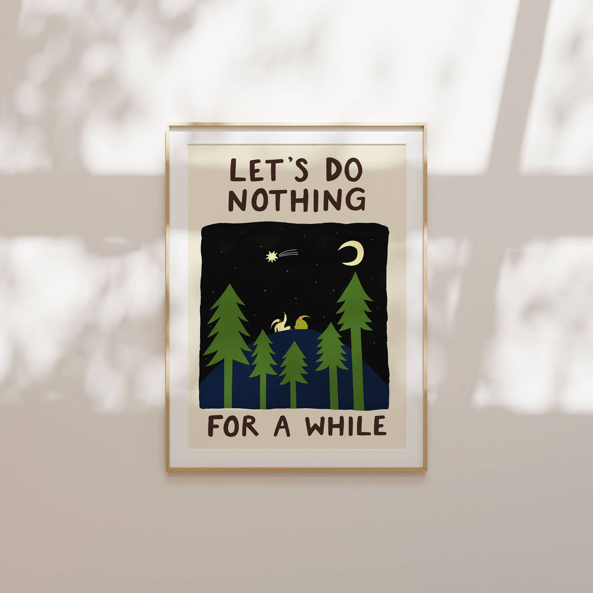 Little Black Cat Illustrated Goods Let's Do Nothing For A While Print