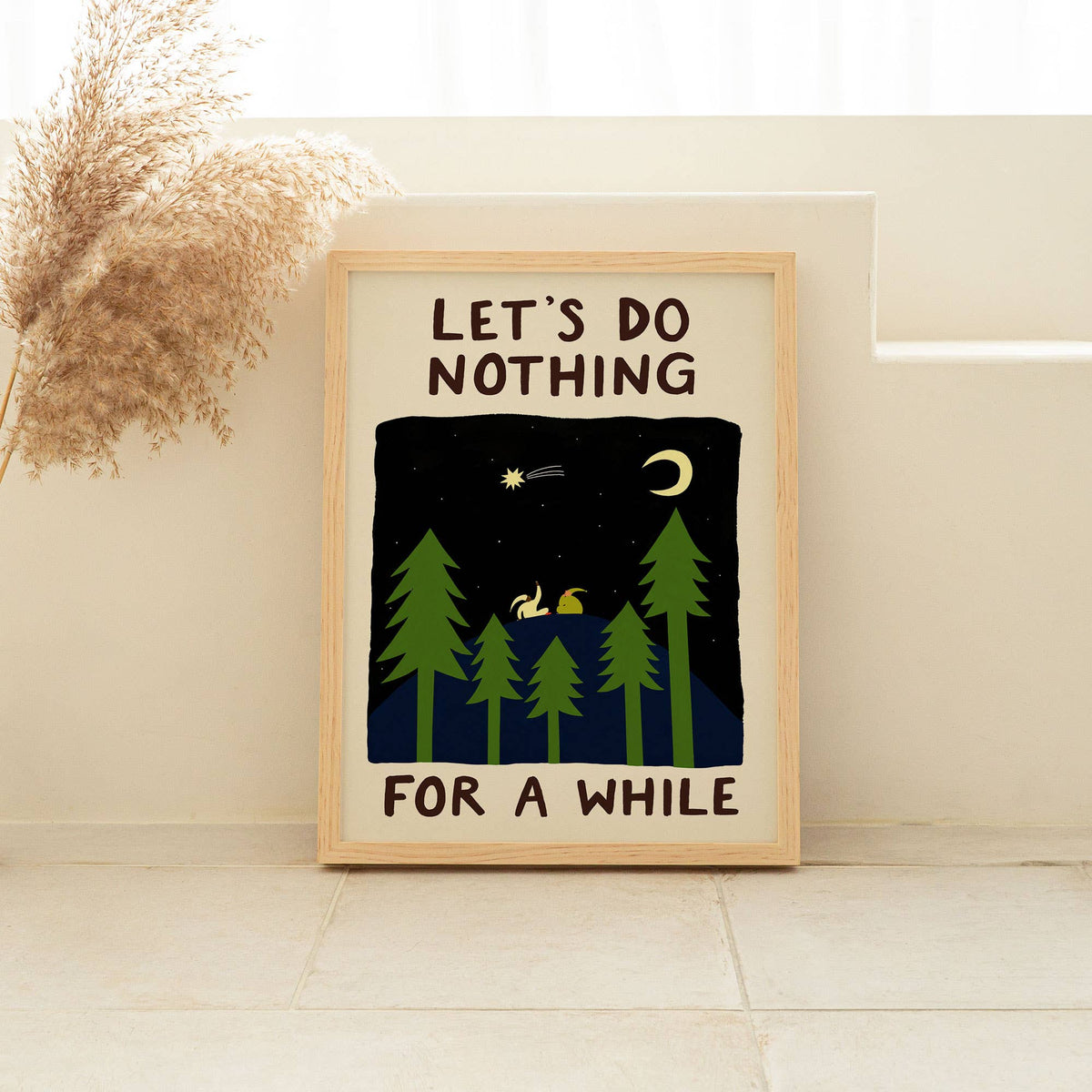 Little Black Cat Illustrated Goods Let's Do Nothing For A While Print