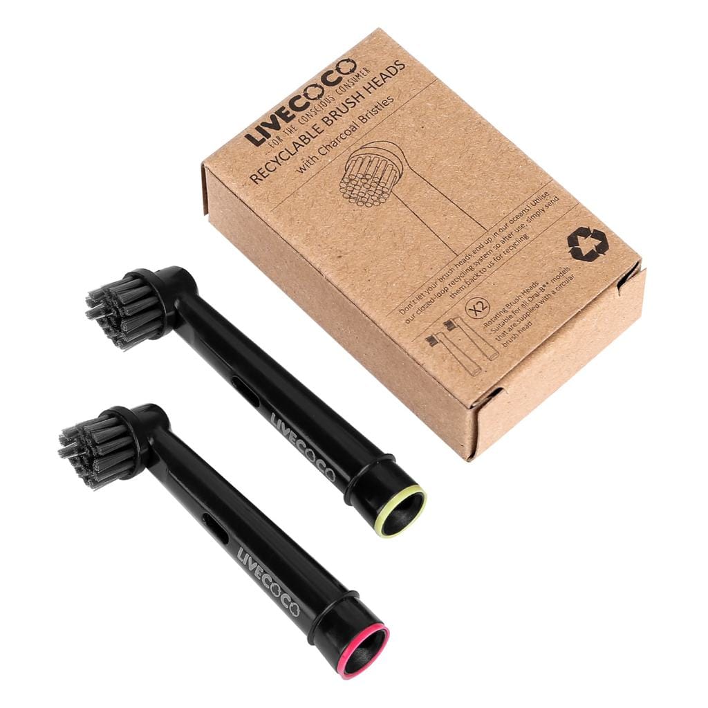 LiveCoco Recycable Brush Heads Charcoal (Set of 2)