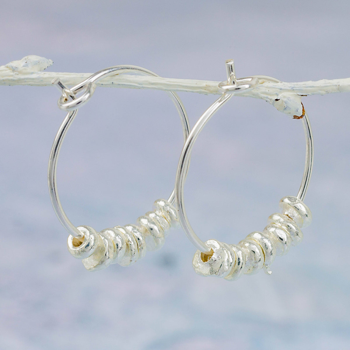 Lucy Kemp Jewellery Sterling Silver Nugget Hoops