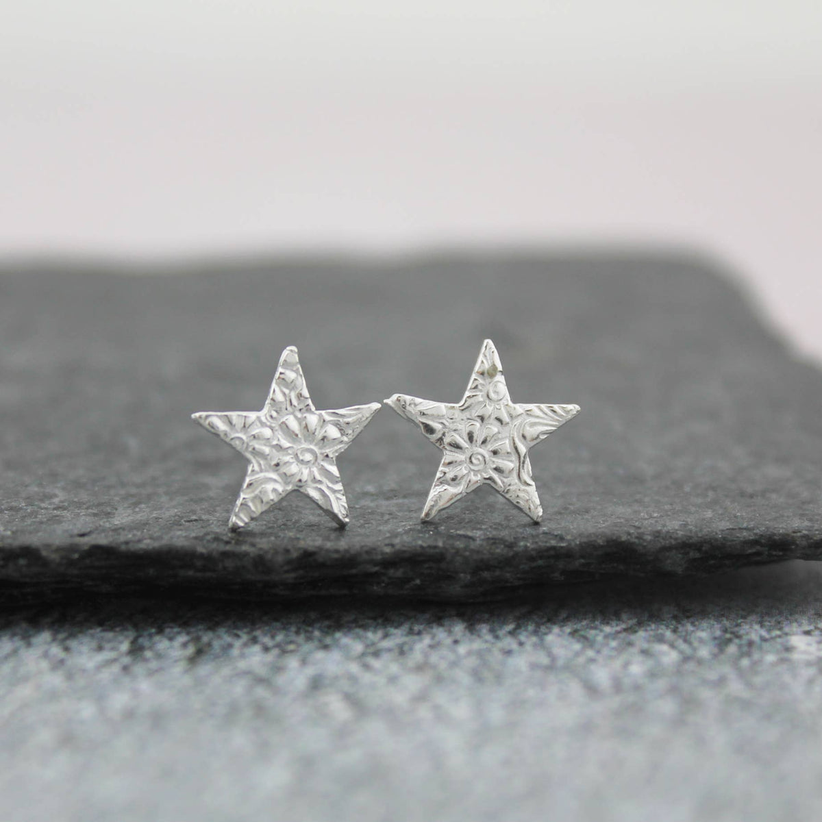 Lucy Kemp Jewellery Sterling Silver Textured Star Studs