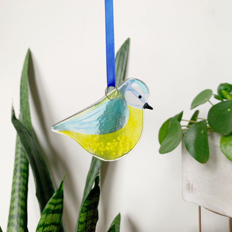 Marc Peters Glass Blue Tit Glass Decoration
