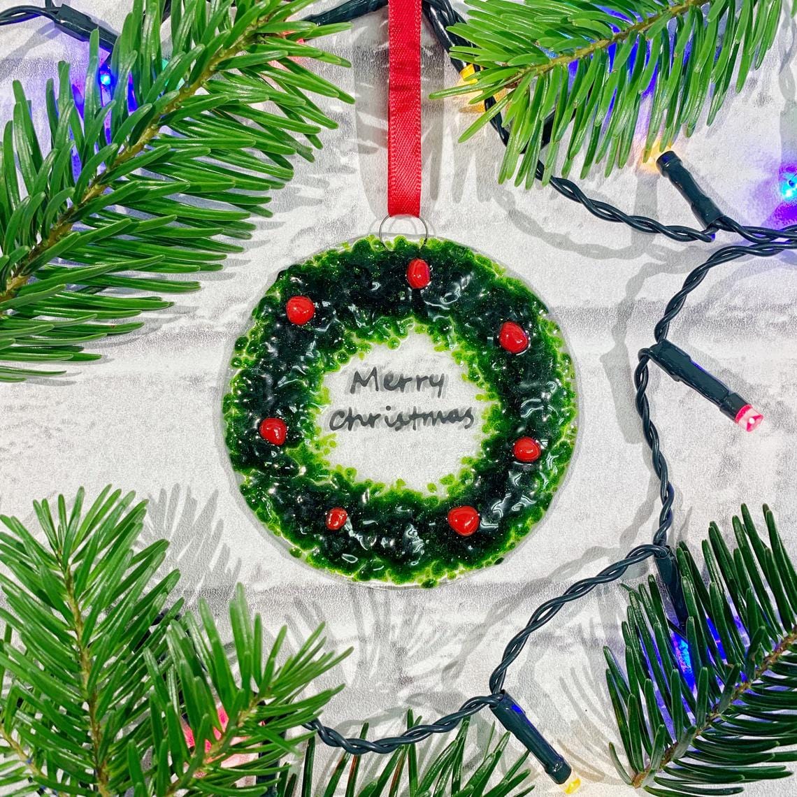 Marc Peters Glass circular Christmas Wreath Glass Decoration