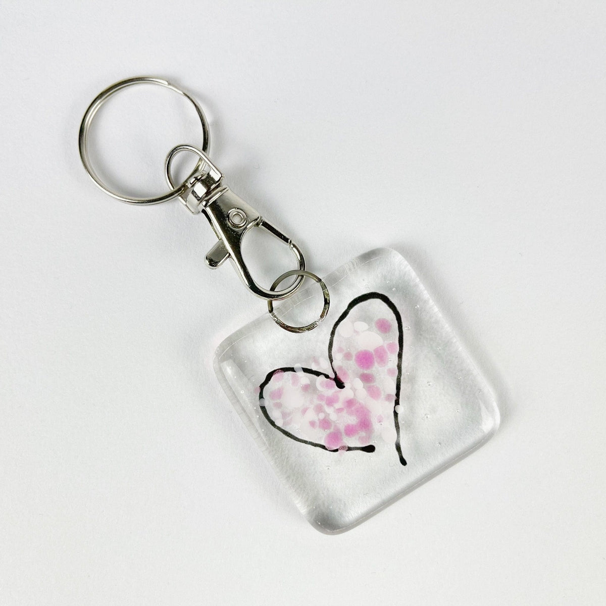 Marc Peters Glass Heart Glass Keyring